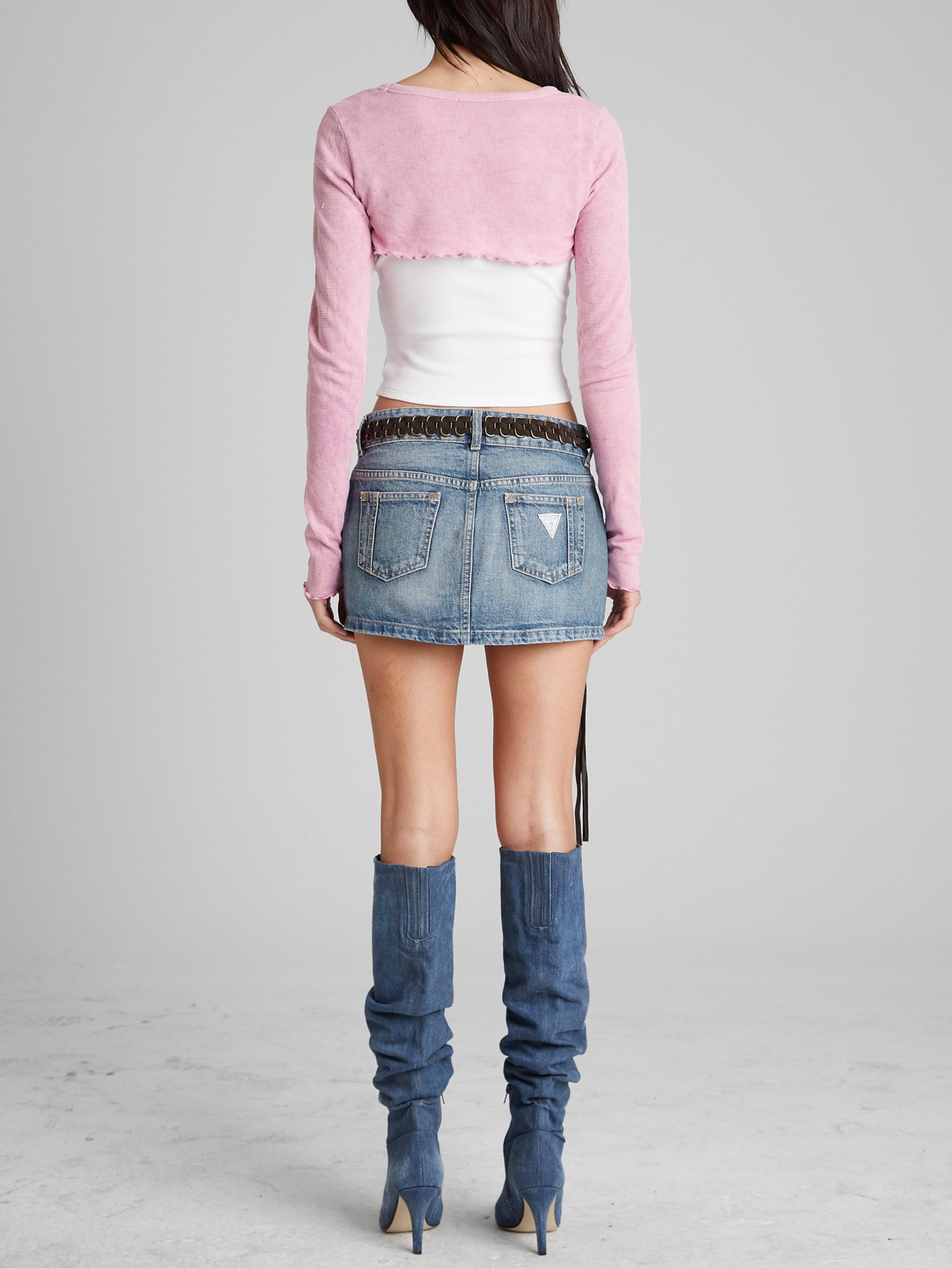 Top cropped de waffle envelhecido