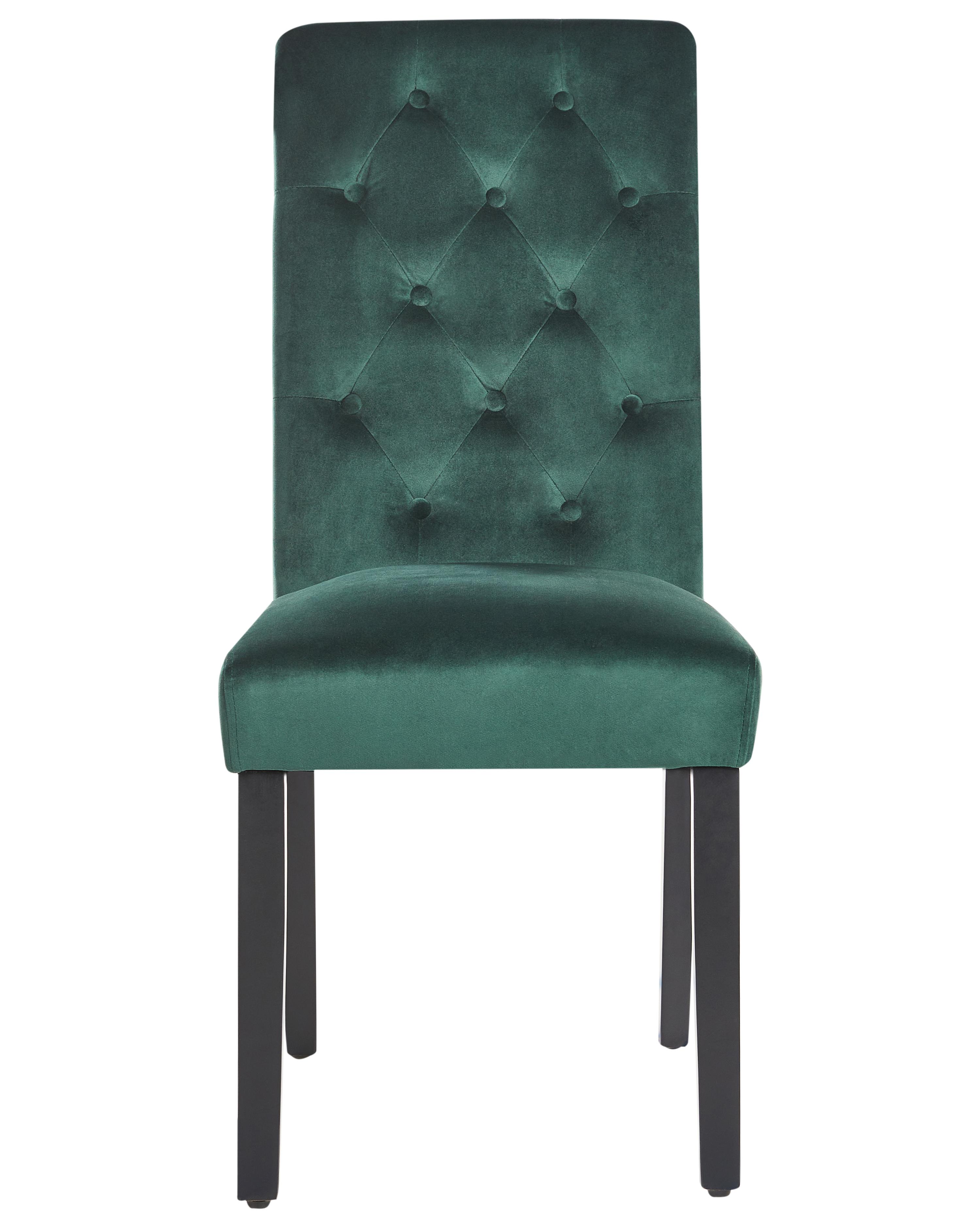 Set van 2 eetkamerstoelen VELVA Fluweel Donkergroen