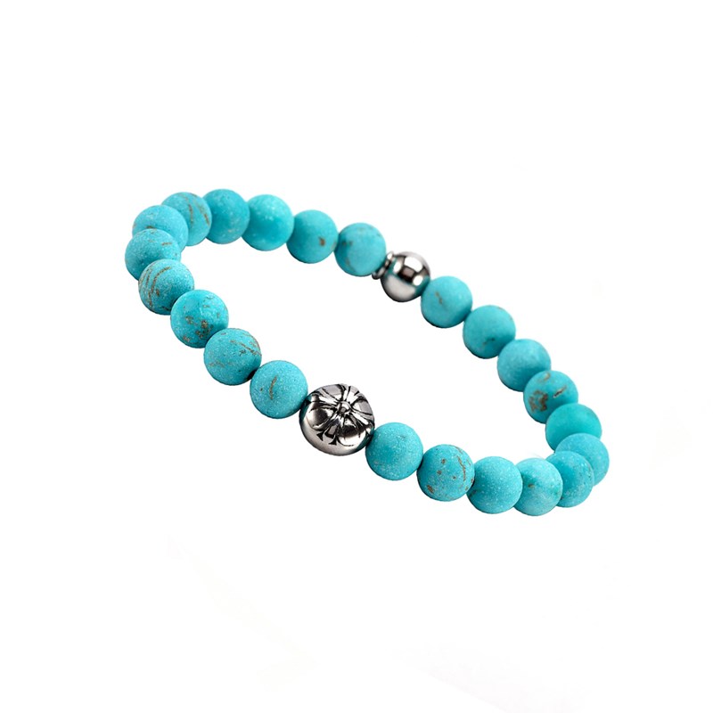 Bracelet Boules Turquoise Pierres Naturelles Croix Rock-Small-16cm