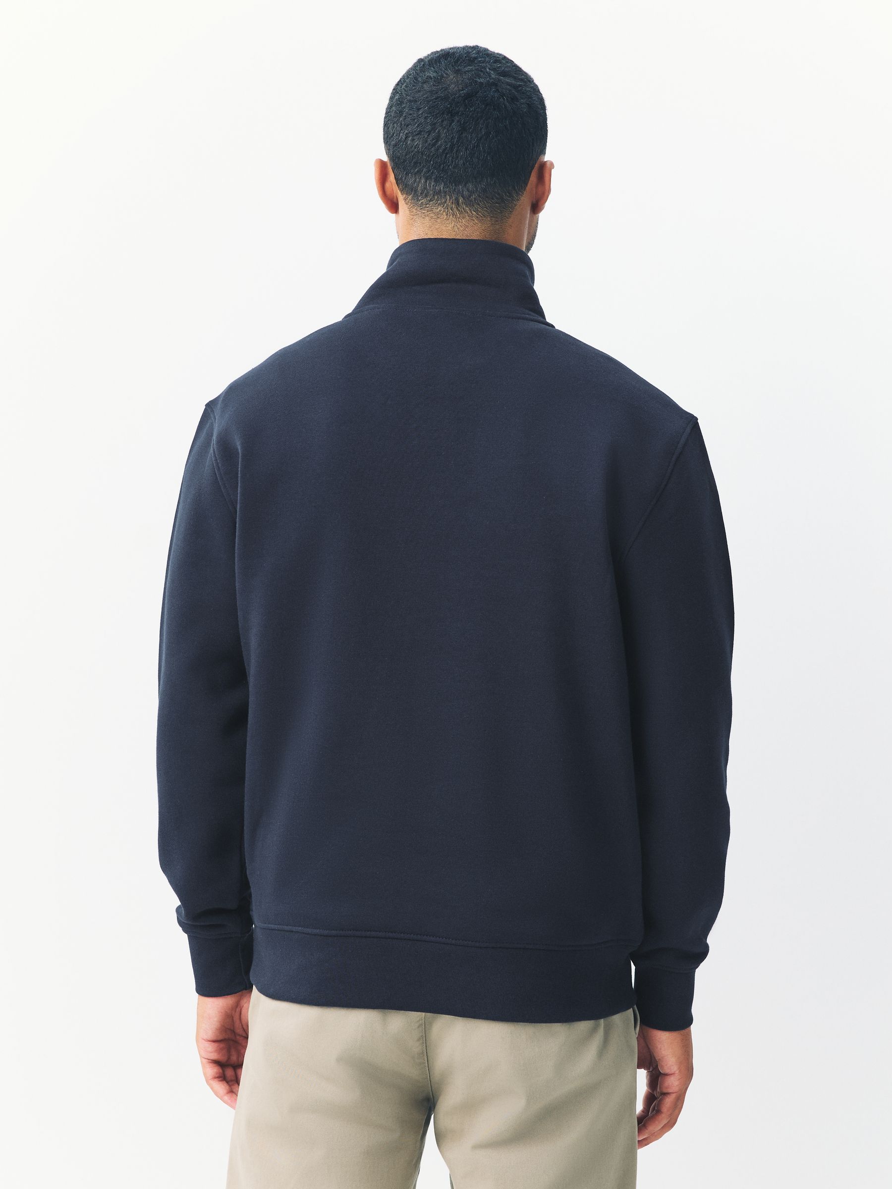 Donkerblauw - Kwartrits - Sweatshirt van jersey met hoog katoengehalte