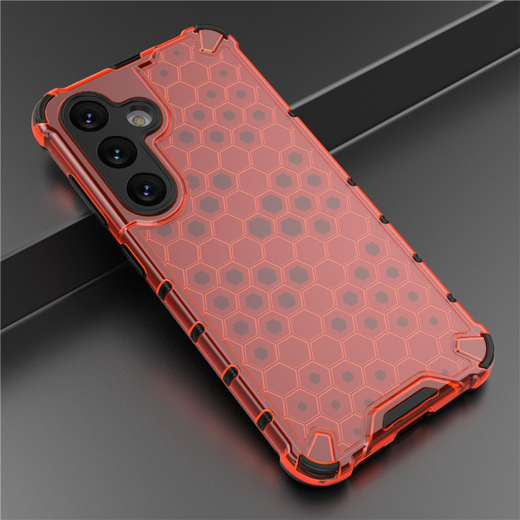 Samsung Galaxy A56 Hybrid Hülle Air Cushion Fallschutz   Bumper im Waben Design - Rot / Schwarz