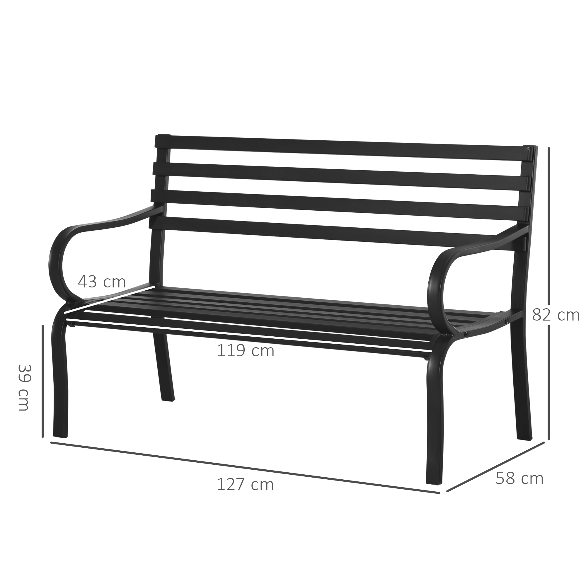 Banco de jardim preto Outsunny