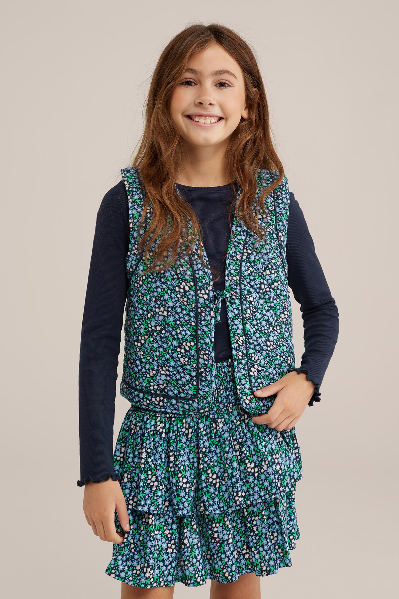 Meisjes gilet met dessin WE Fashion Donkerblauw