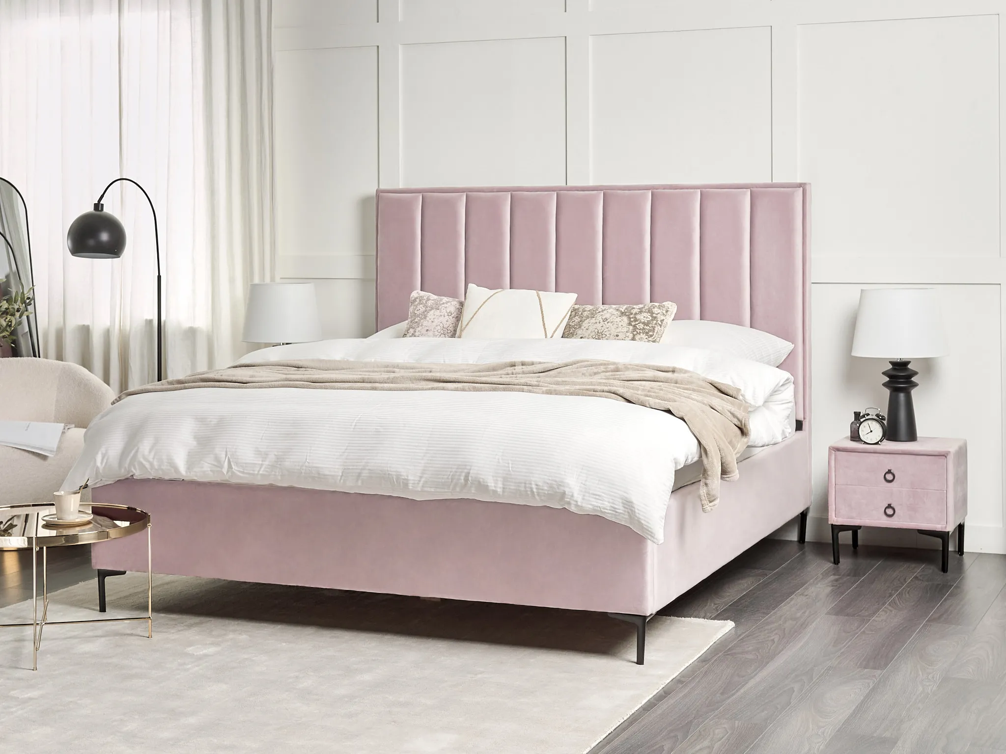 Bed met opbergruimte Fluweel SEZANNE 180 x 200 cm Roze