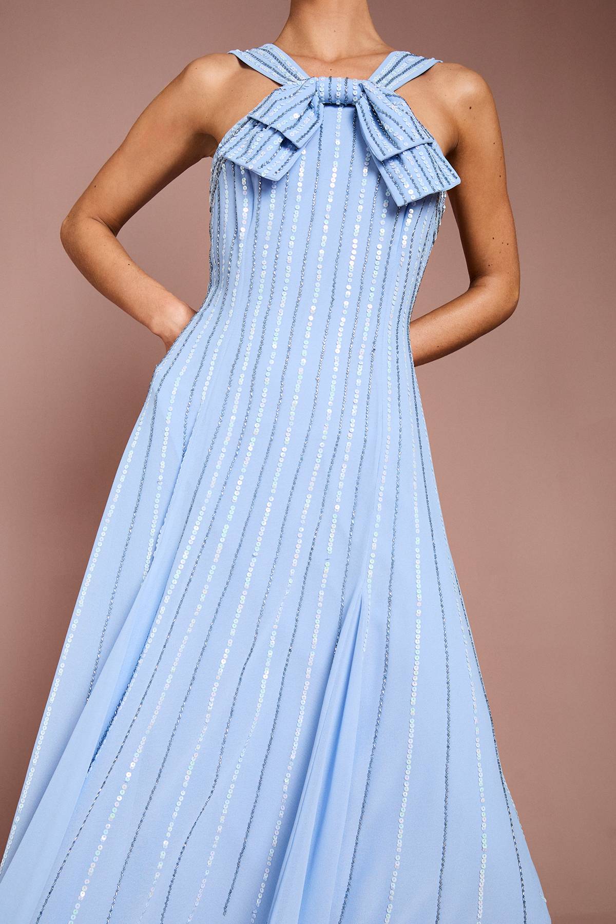 Coast Robe Midi Ornementée À Détail Nœud Croisé Devant