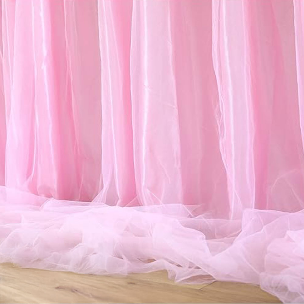 (274x76cm) Tisch Deko Tüll Tutu Tischrock Vorhang für Party / Hochzeit / Geburtstag - Pink