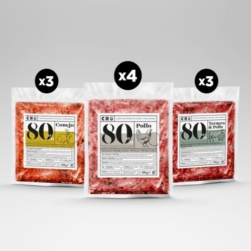 CRU carne mista natural de frango, carne bovina e coelho para cães