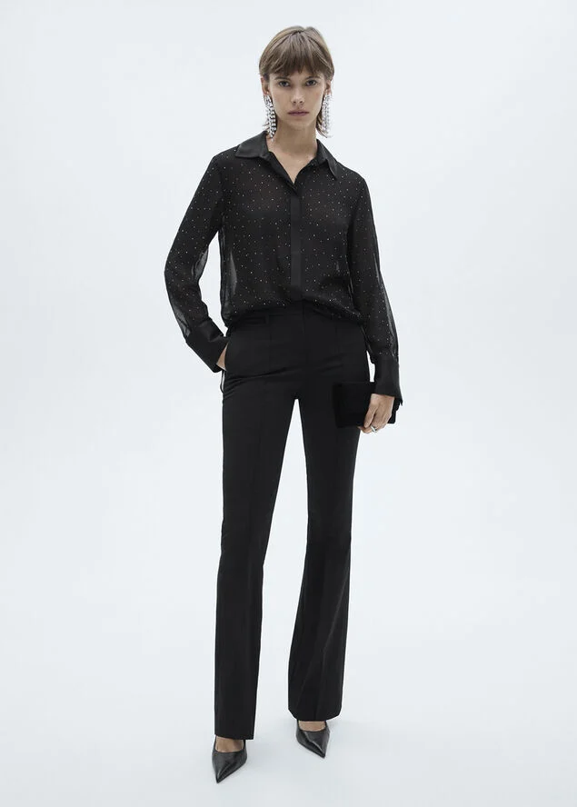 MANGO Semi-transparent studded shirt Black