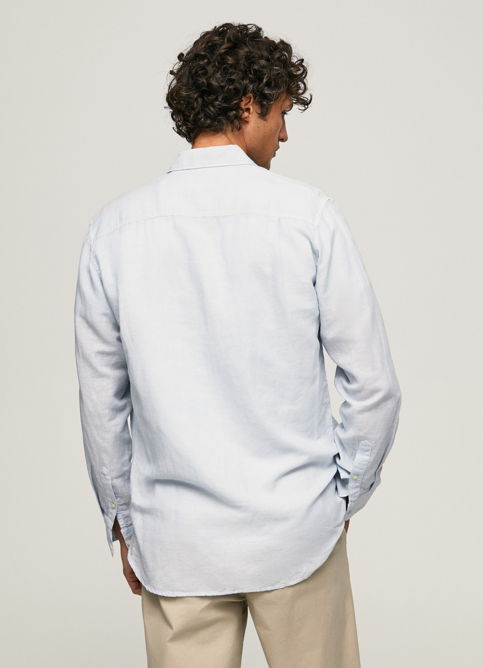 Camisa de linho de manga comprida Parker - azul claro