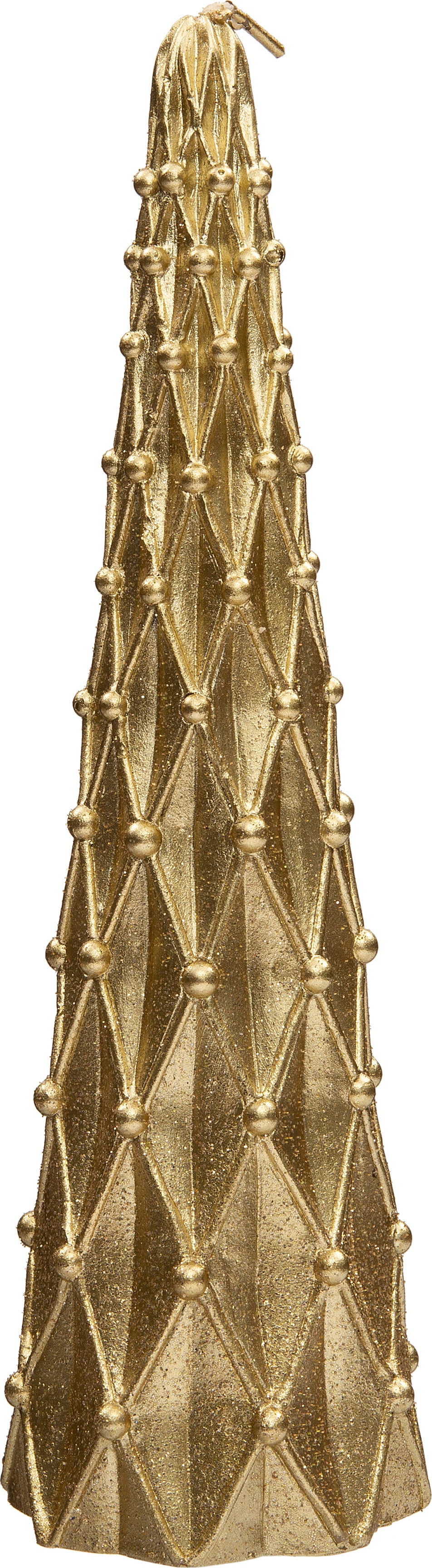 Intratuin kaars kegel met ruiten goud D 5 H 20 cm