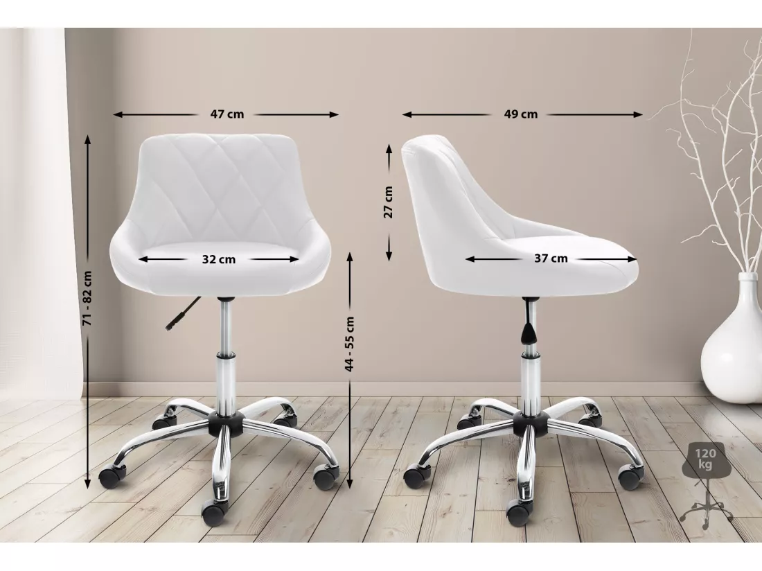 Chaise de bureau - Similicuir & Métal chromé - Lazio