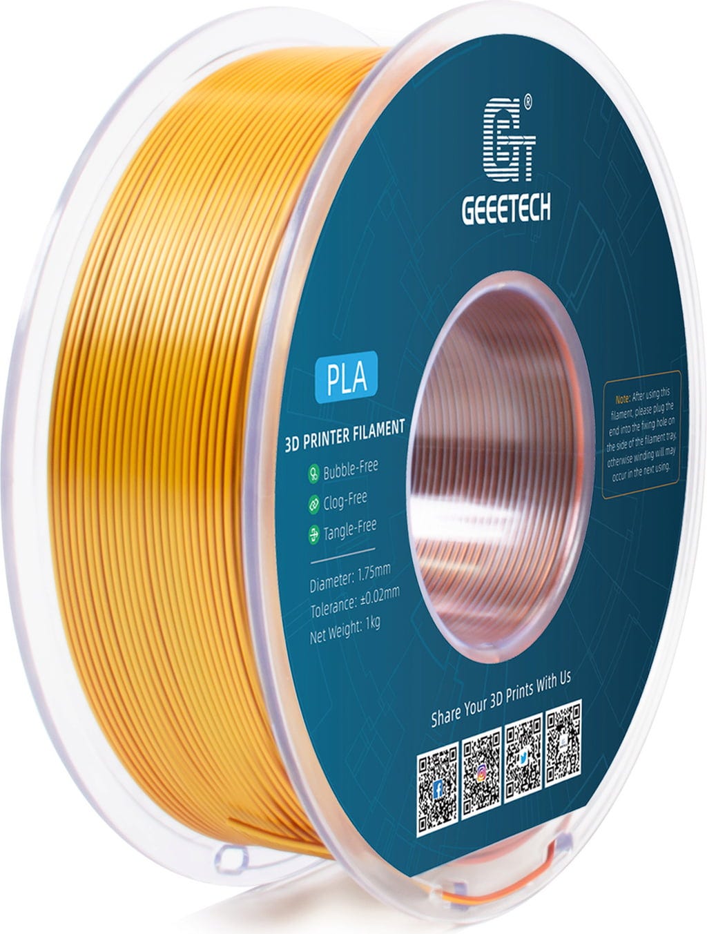 GEEETECH  PLA Silk Tri-Color Gold+Silver+Copper, 1,75 mm / 1000 g    Drei Farben in einem Filament