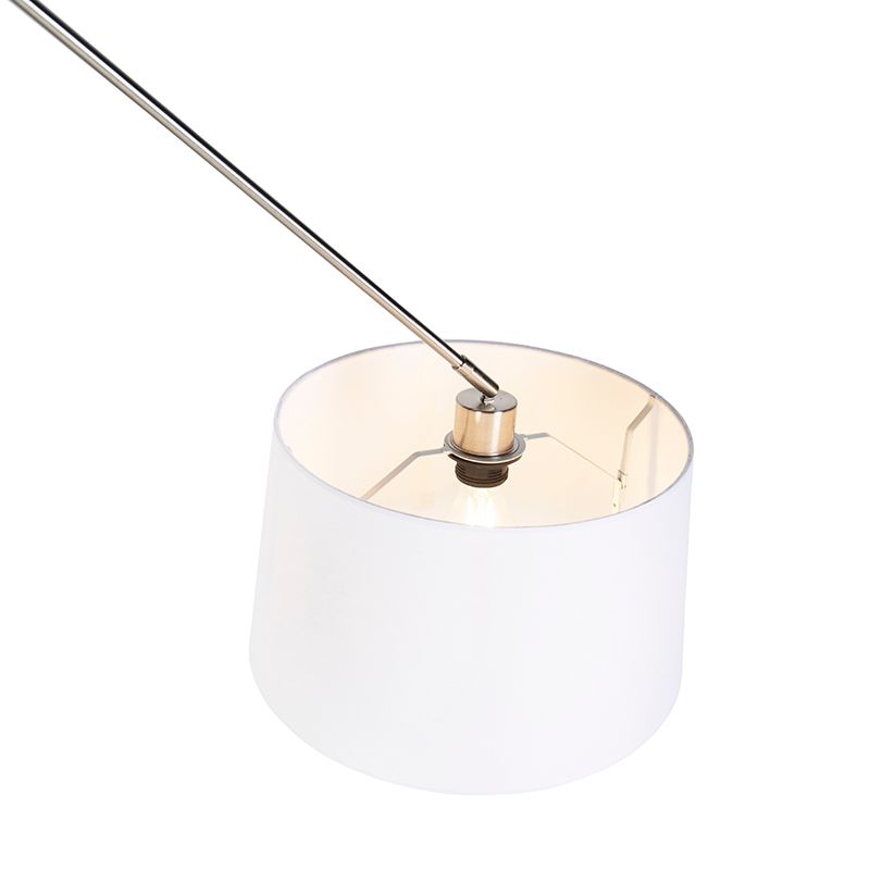 Hanglamp staal met linnen kap wit 35 cm - Blitz
