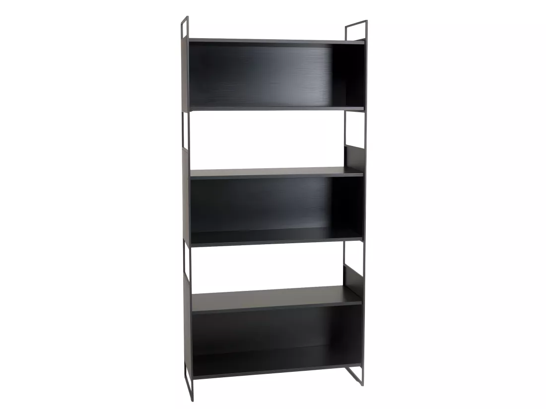 DALY - Étagère 5 niches 5 niveaux noire piètement métal