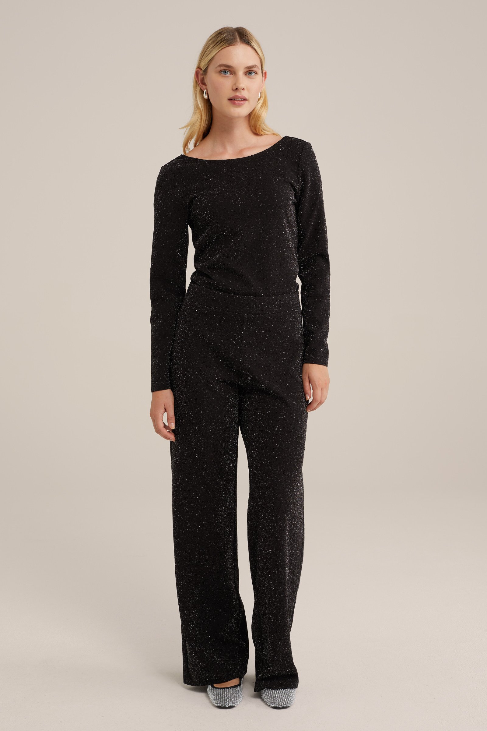 top met glittergaren WE Fashion Zwart
