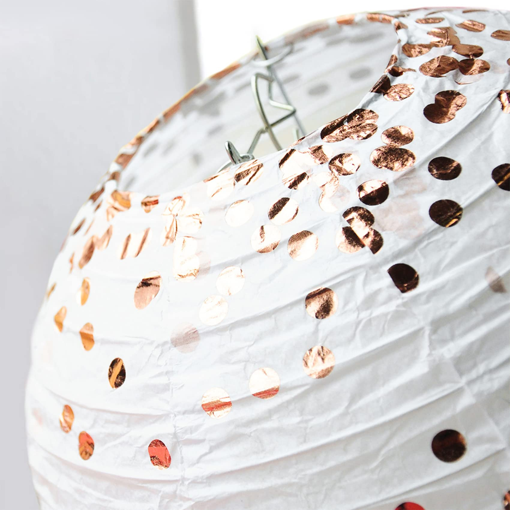 (18er Set) Papier Lampion Party Deko Laterne Geburtstag / Hochzeit - Rosa / Weiss / Roségold