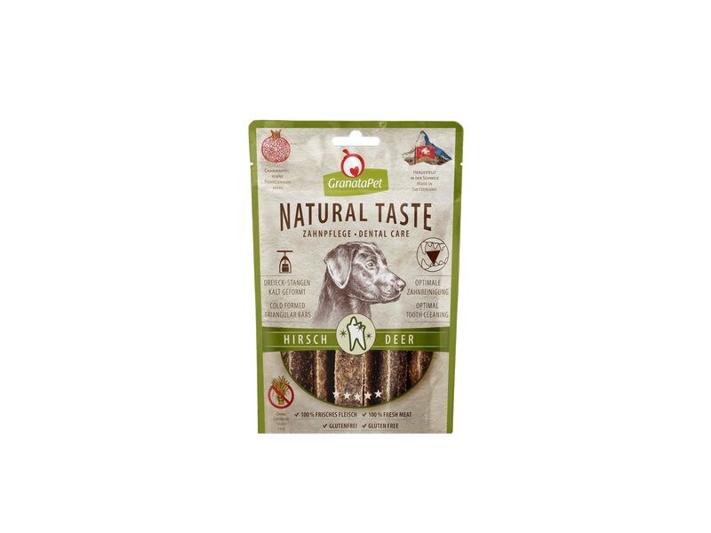GranataPet Natural Taste Edler Snack Hirsch Zahnpflege 70 g Ergänzungsfuttermittel für Hunde
