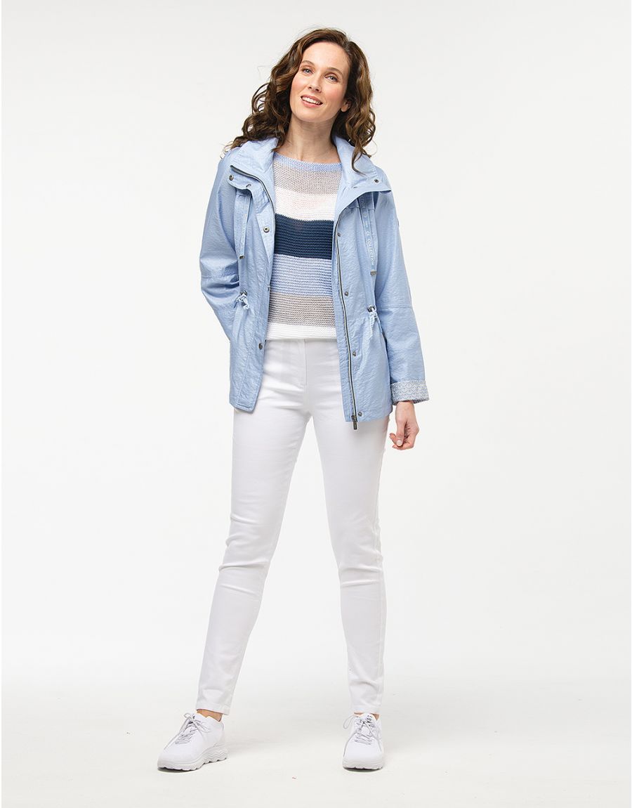 Pull rayé ciel marine