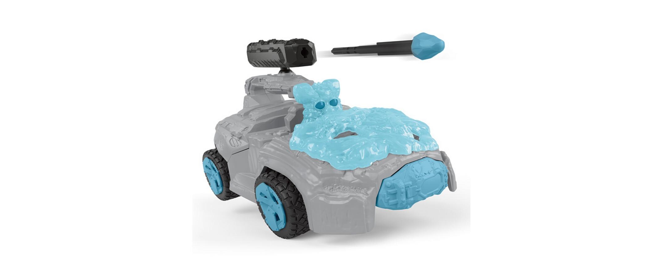 Spielfigurenset Eis-Crashmobil mit Mini CreatureFahrzeug mit Rückziehmotor und schwenkbarer Schusswaffe