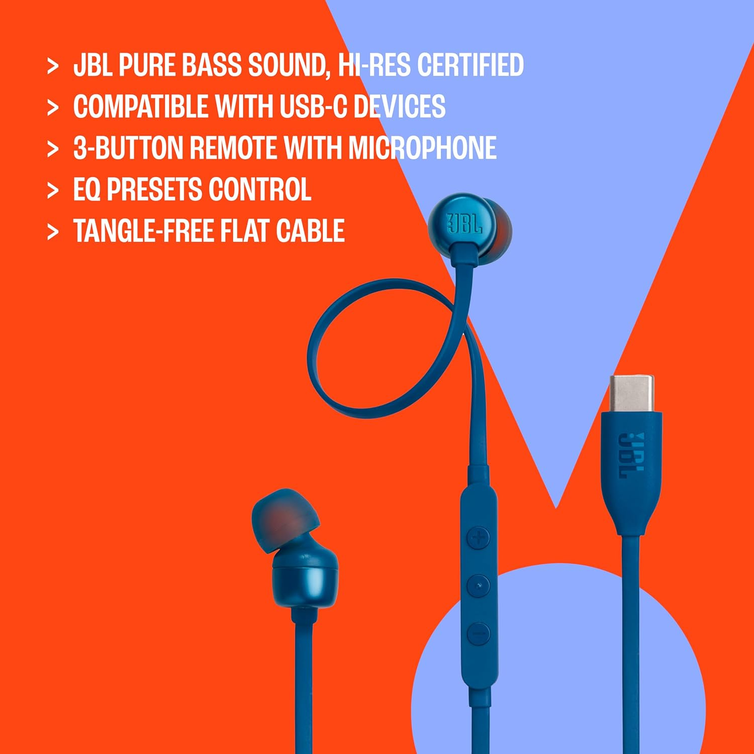 Tune 310C In-Ear Kopfhörer USB C Anschluss mit Mikrofon (JBLT310CBLK) - Schwarz