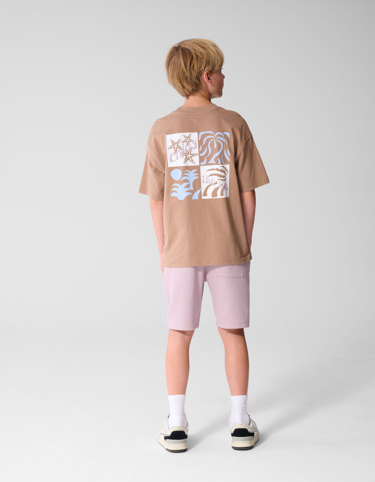 Oversized Sun Artwork T-shirt Lichtbruin