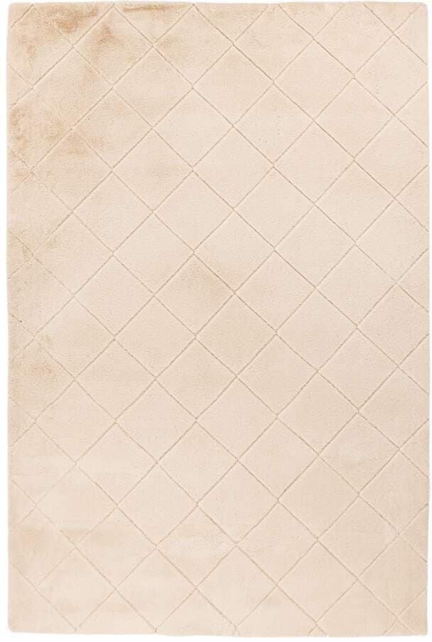 Carpet City Hochflor-Teppich »Moment« rechteckig 31 mm Höhe besonders weich, Kaninchen Fell Haptik, 3D-Effekt, Rauten, Wohnzimmer