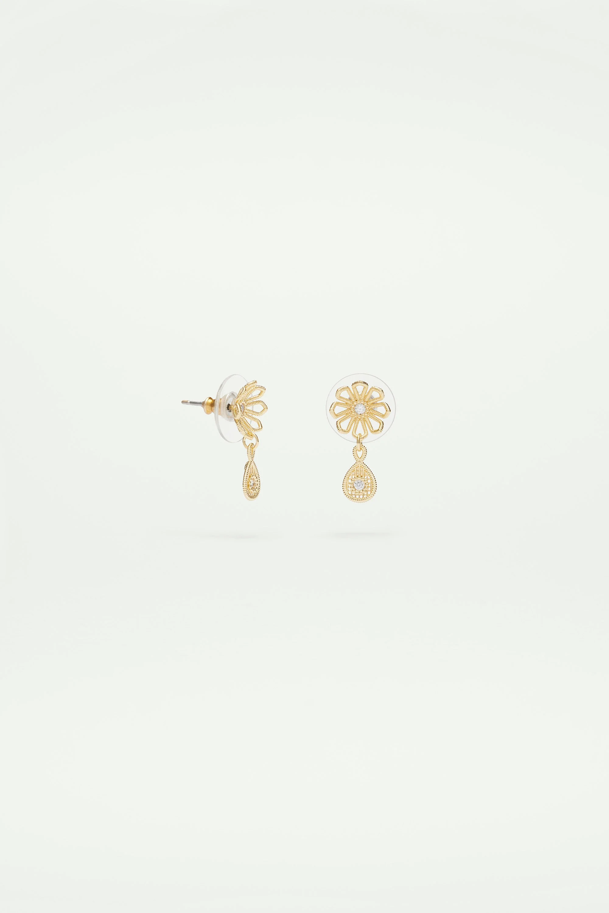 Boucles d'oreilles fleur fil d'or | Jaune
