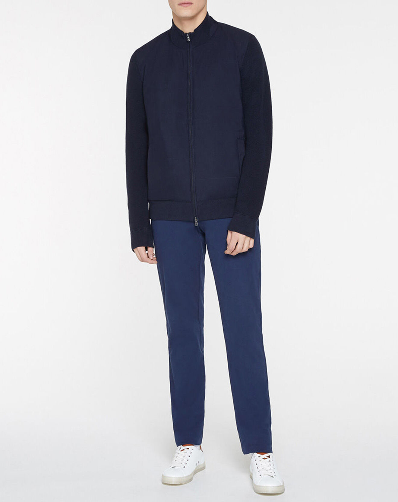 Hackett London Bombers en Cachemire mélangé bimatière Nylon Tricot bleu marine