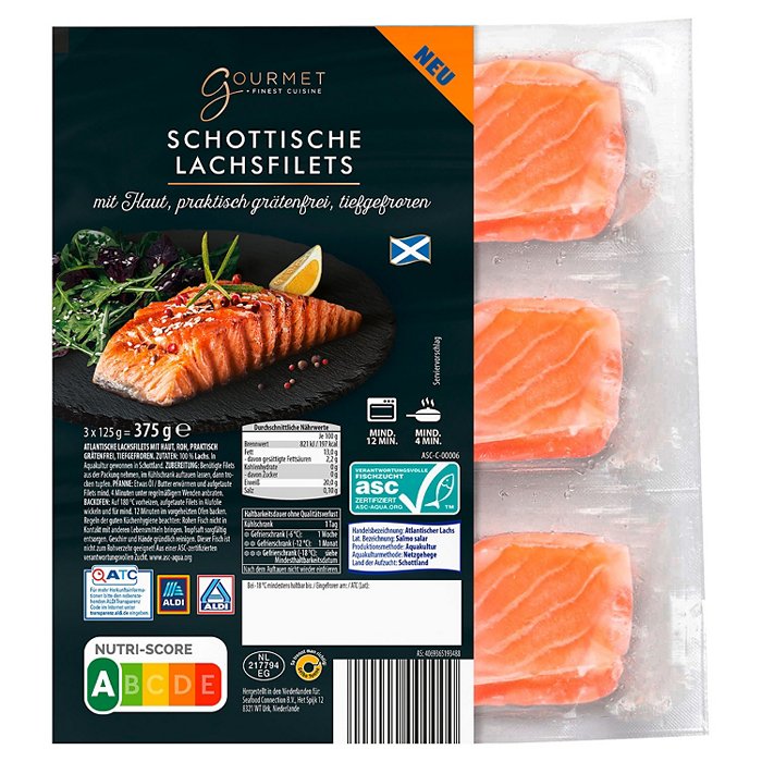 GOURMET FINEST CUISINE Schottische Lachsfilets mit Haut 375 g