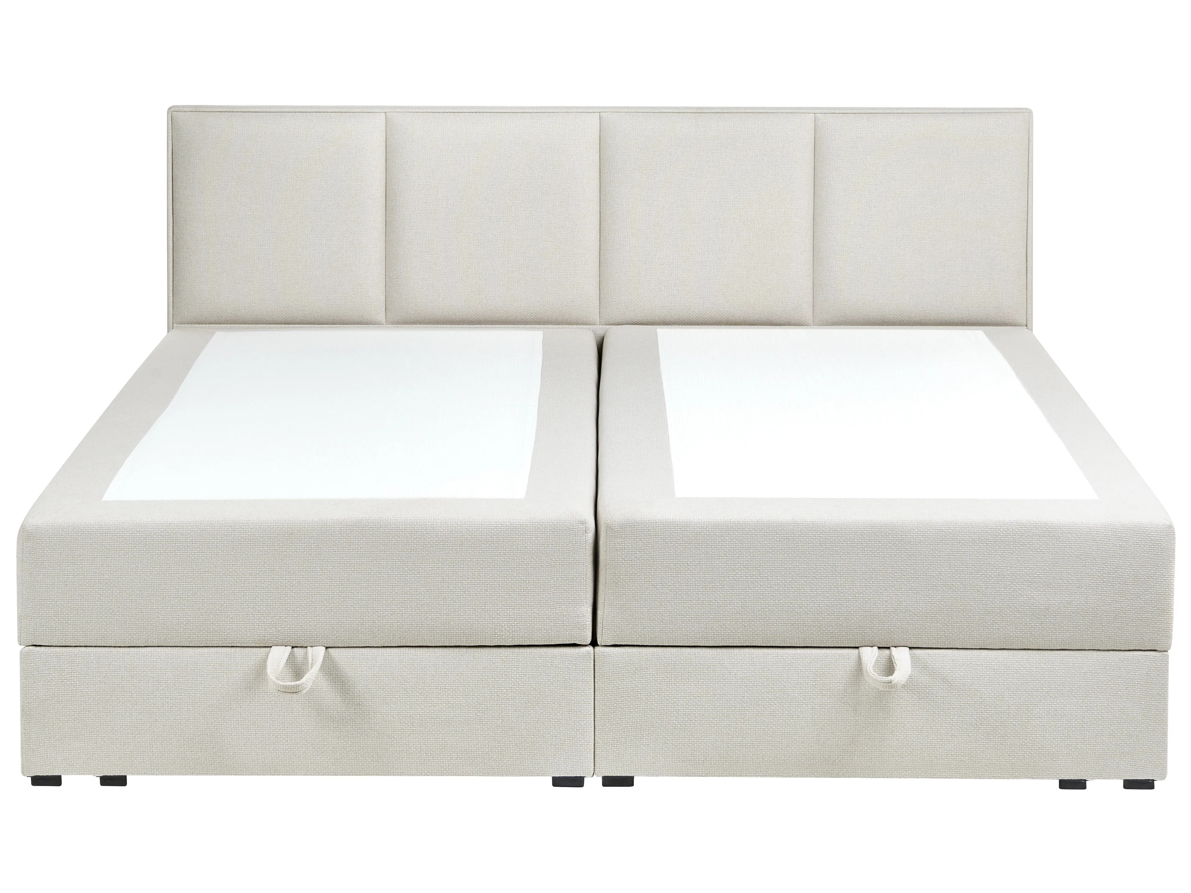 Boxspring met opbergruimte Stof BARONET 180 x 200 cm Gebroken wit