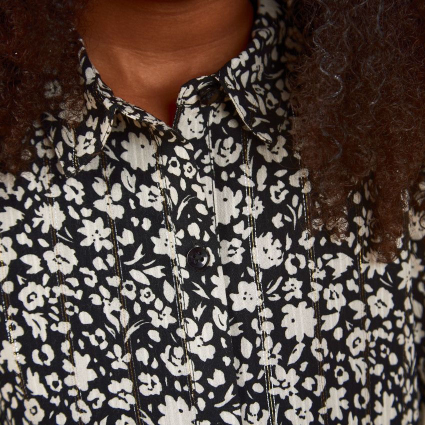Robe en viscose imprimé fleuri pour fille - Noir