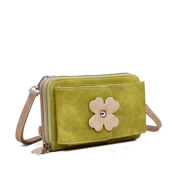 Hi-di-Hi Flying Flower Crossbody Bag/ Wallet/ Phone Bag Green