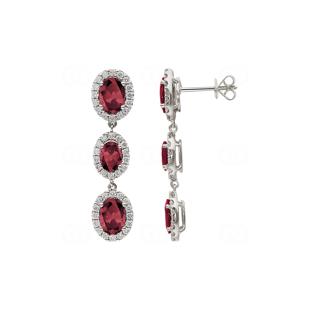 Ohrhänger 750/18 K Weissgold mit Rubinen & Diamanten 0.89 ct H/si