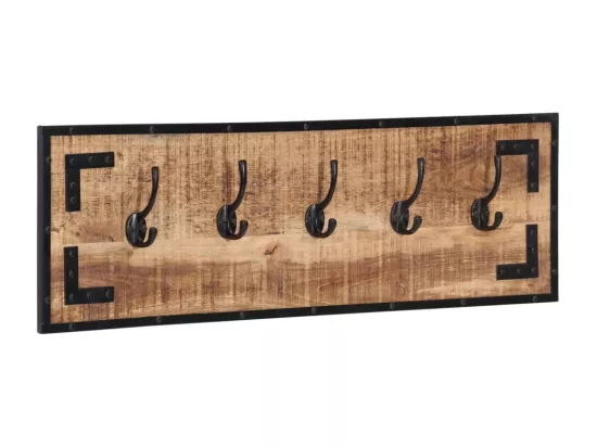 Porte-manteaux 2 pcs 80x8x25 cm bois de manguier massif brut