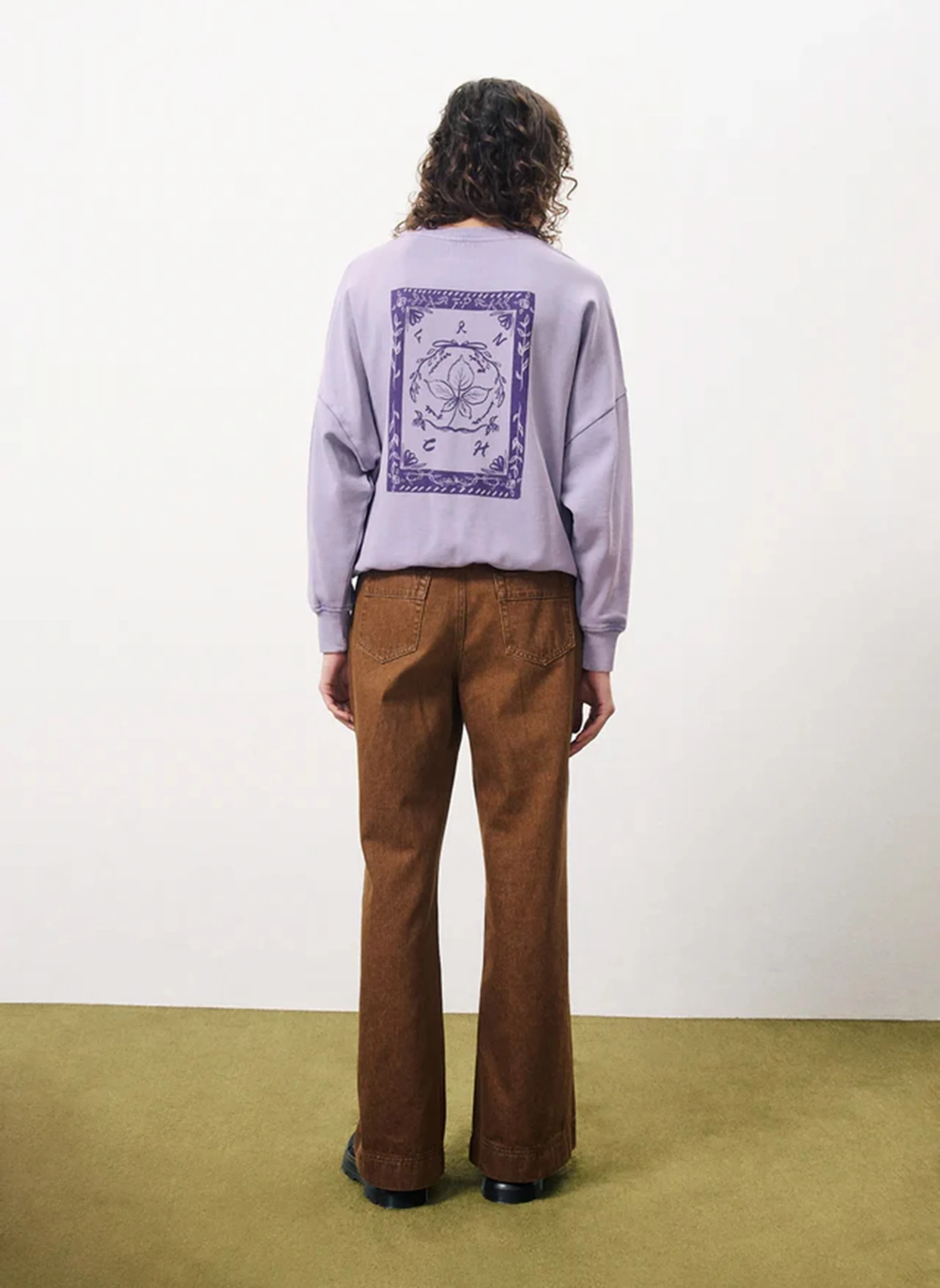 CHERRY - Jean taille haute délavé en coton | Marron