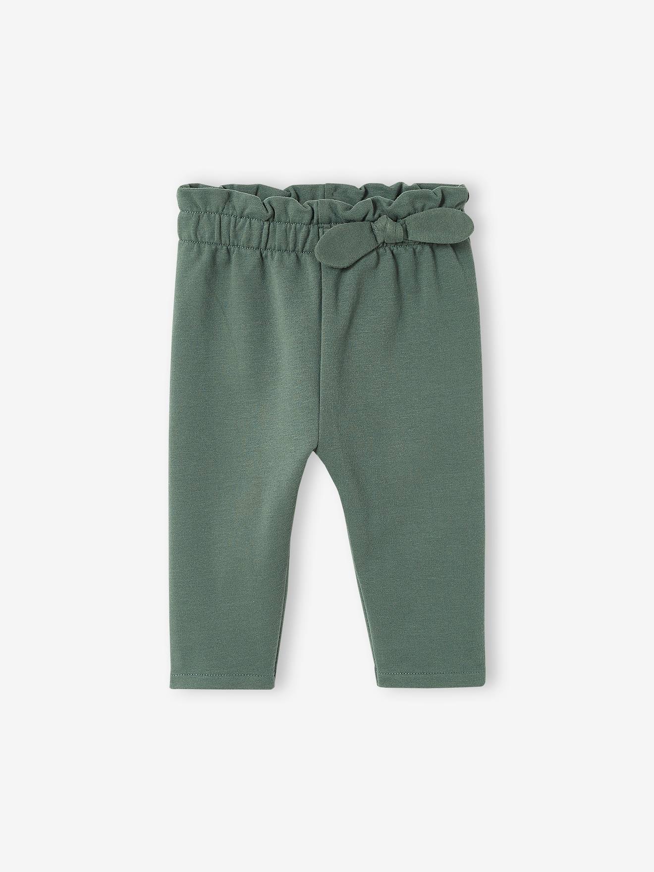 Calça de lã polar azul-escura lisa com cintura elástica para bebê