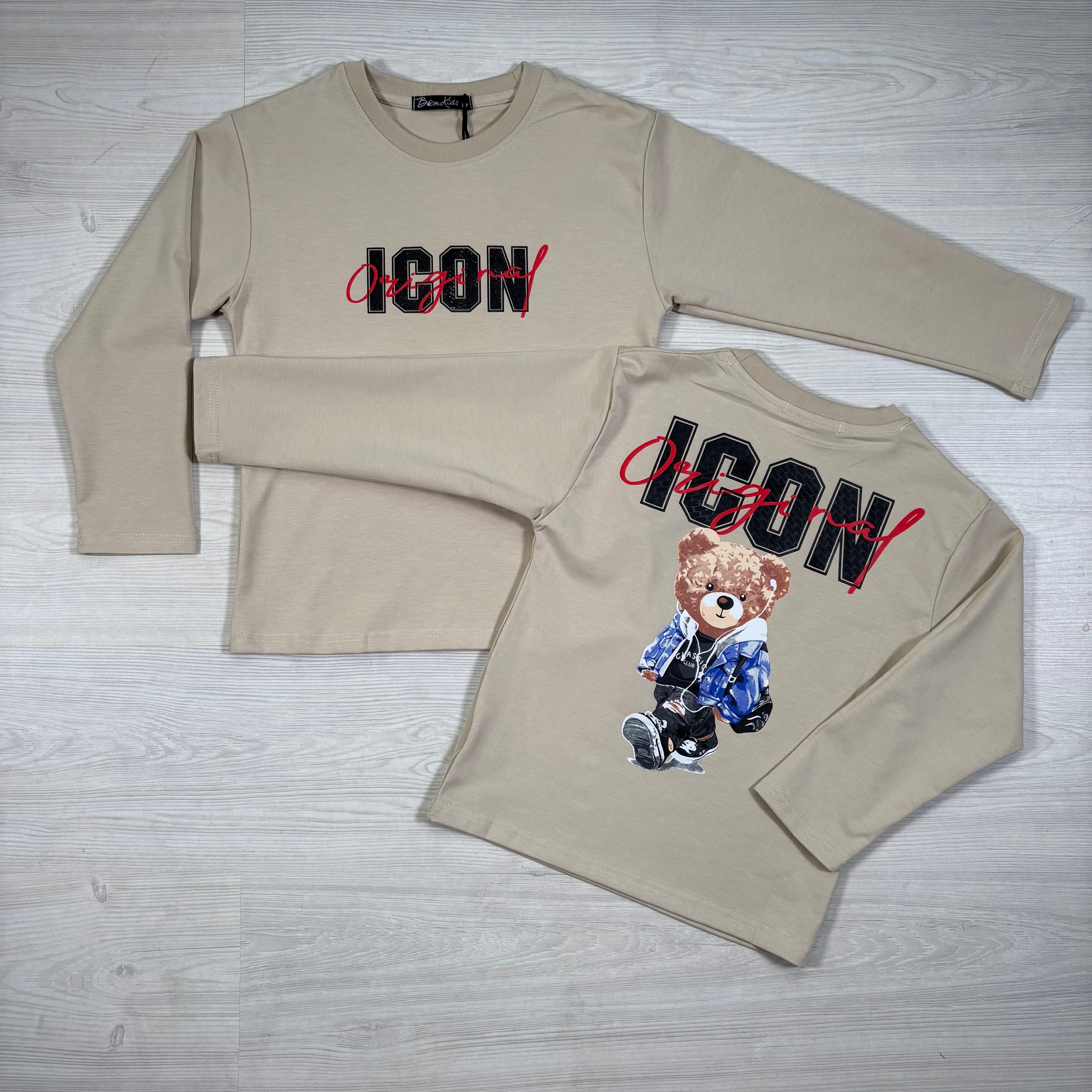 Walking bear icon longsleeves - beige