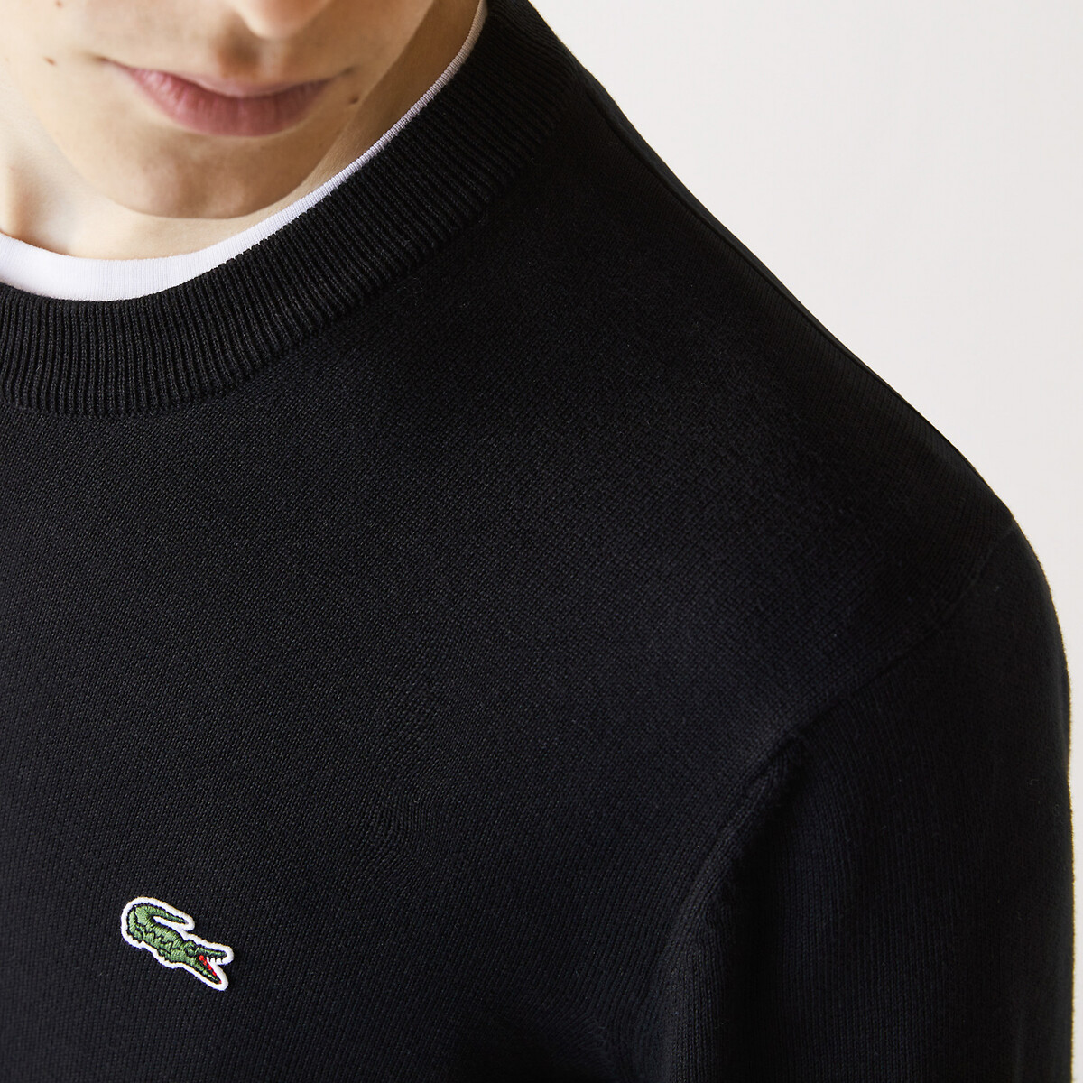 LACOSTE<br>Suéter de gola redonda em algodão orgânico