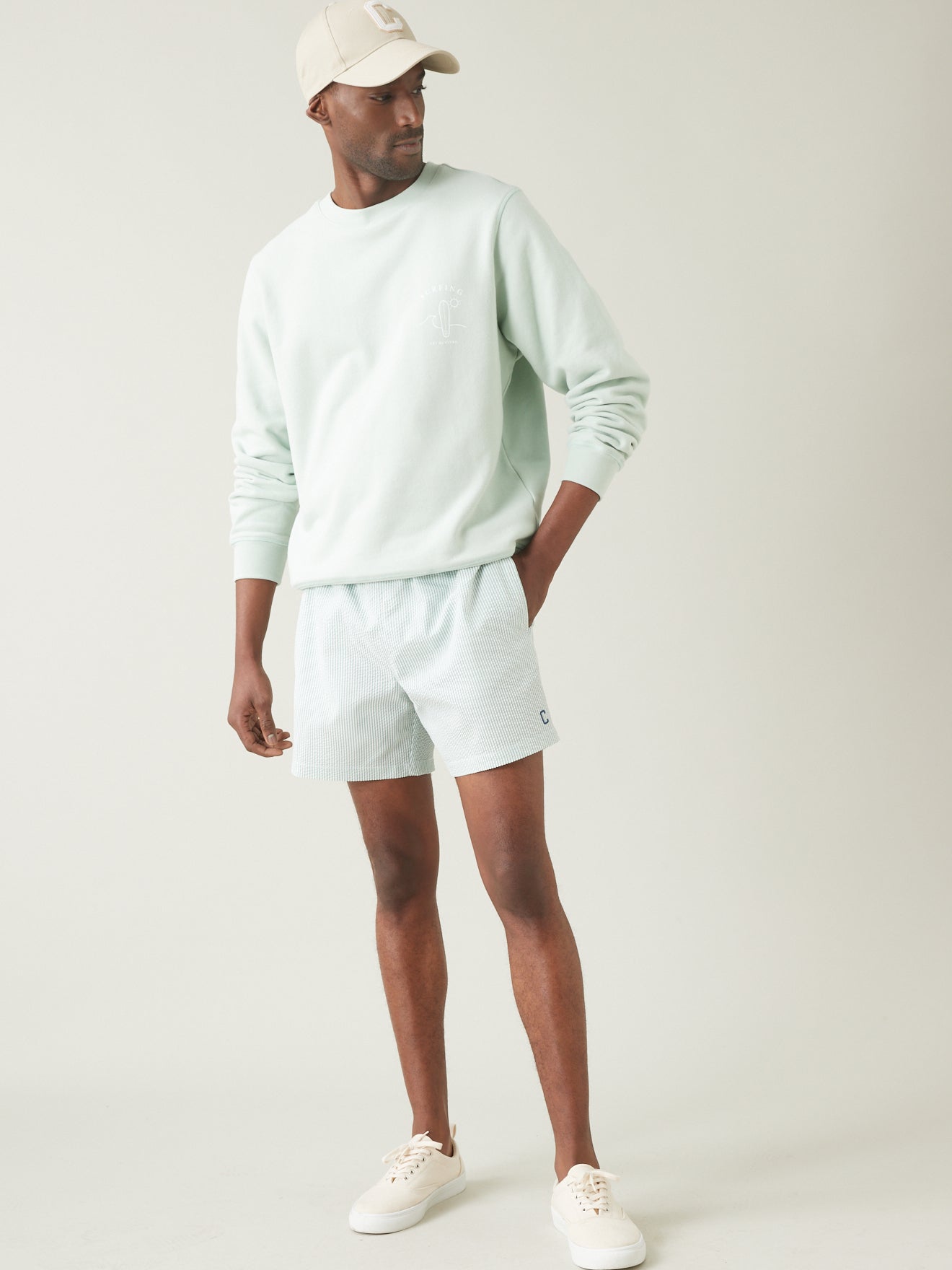 Short de bain rayé homme fibres recyclées