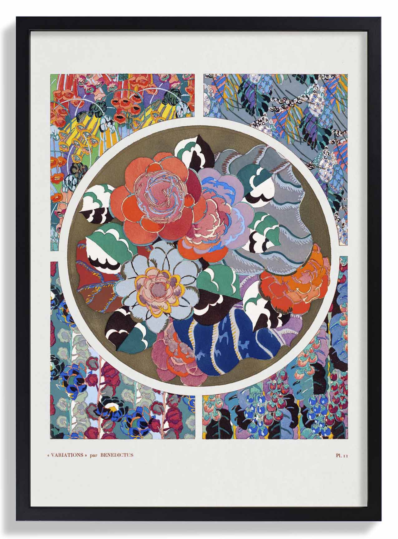 Blumen Art Deco Muster, Variation 11 von Édouard Bénédictus