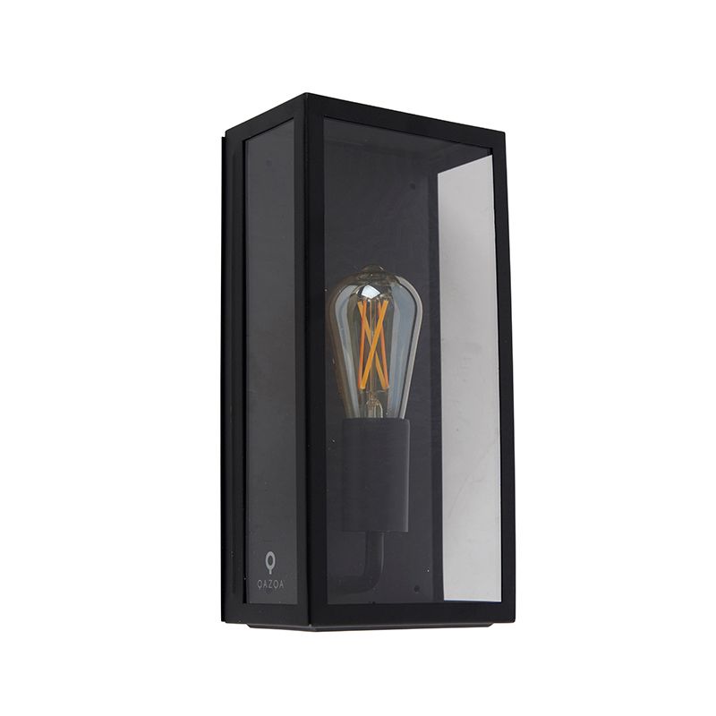 Industriële buiten wandlamp zwart IP44 met glas - Rotterdam