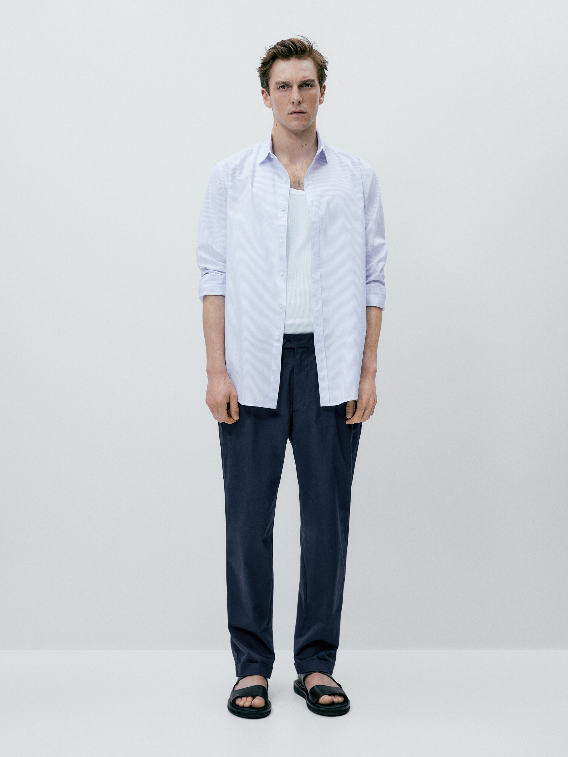 Camisa raia micro oxford slim fit - CELESTE