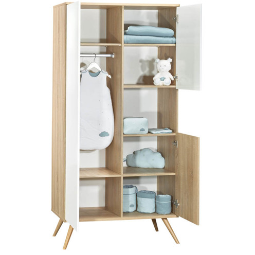 Chambre TRIO Lit 140x70 + Commode Bleue + Armoire SEVENTIES - SAUTHON