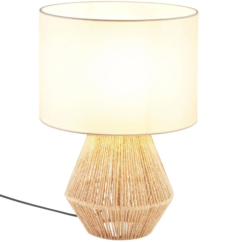 tectake Tafellamp Lignea Lux van jute in boho-stijl, 60W, Natuur