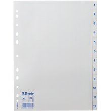 esselte Intercalaires en plastique, chiffres, A4, 1-12