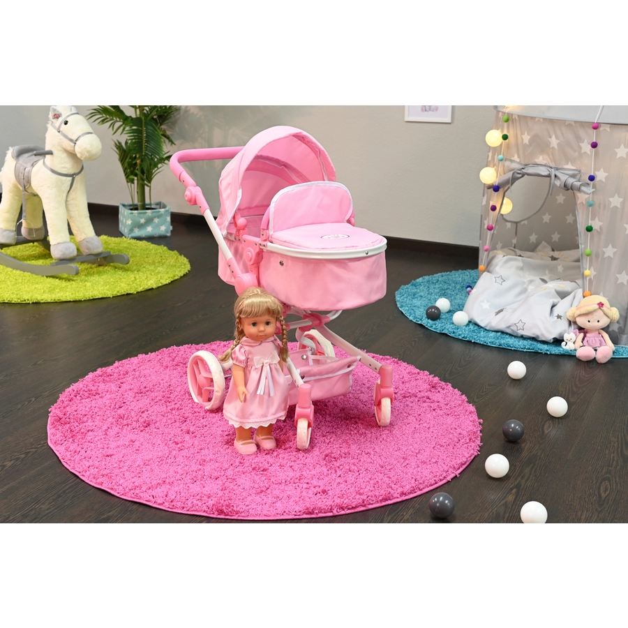 knorr toys® Puppenwagen Boonk - Princess white rose rosa