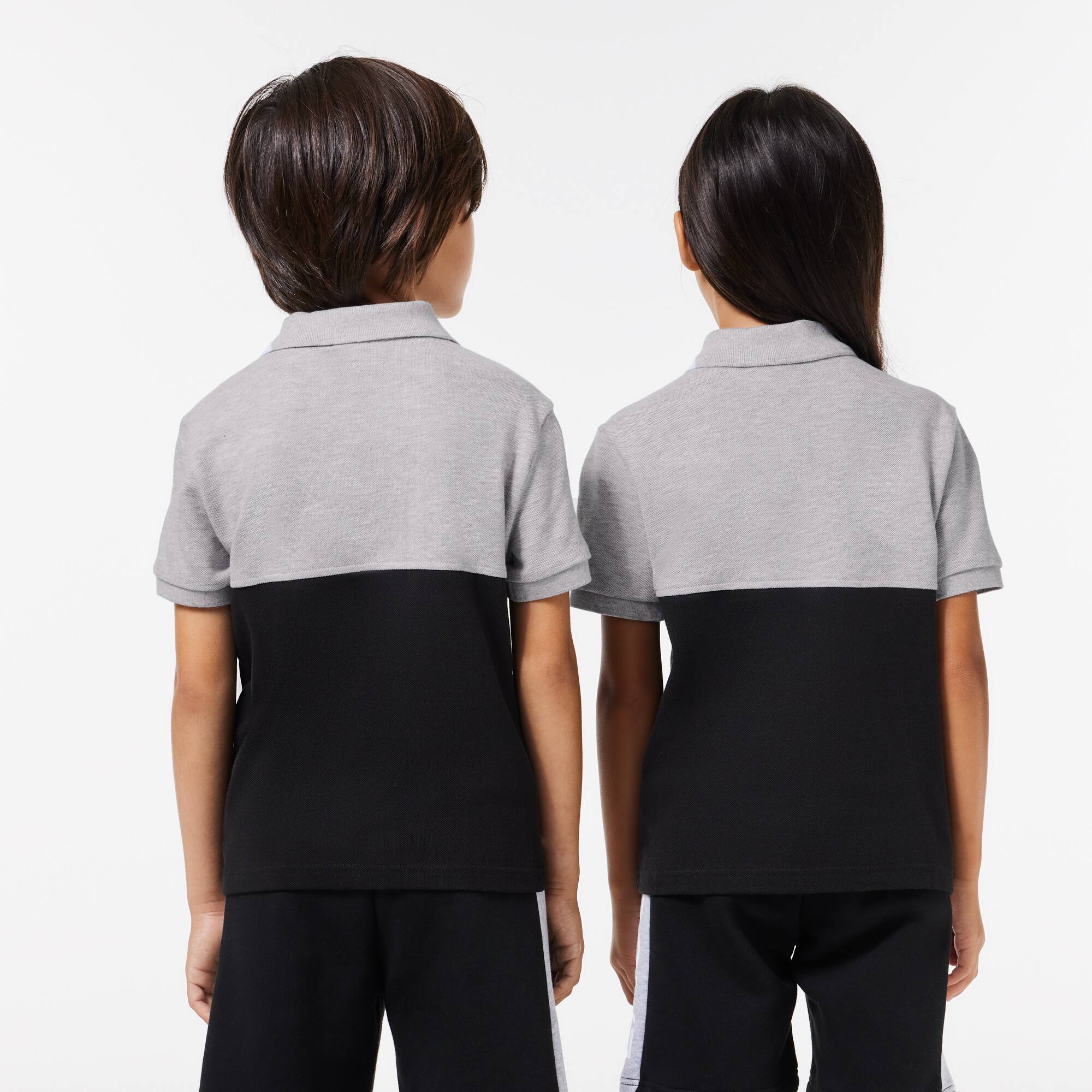Kinder LACOSTE Poloshirt aus Bio-Baumwoll-Piqué mit Colourblock Poloshirts - Grau - Lacoste - Kinder