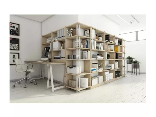 Etagère d'angle en pin brut Gala 6 tablettes