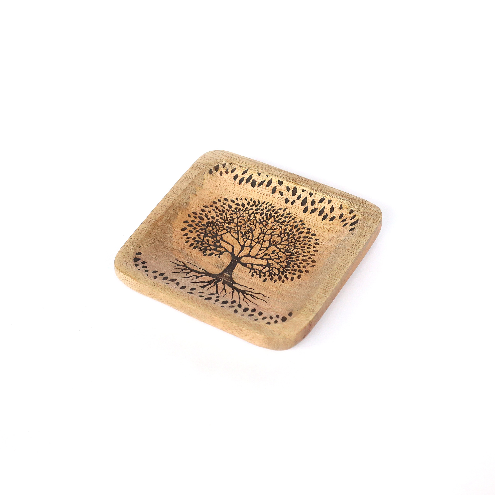 Ablage 'Tree of Life', aus Mangoholz, B 15 cm, L 15 cm, H 2,5 cm von fischer's lagerhaus