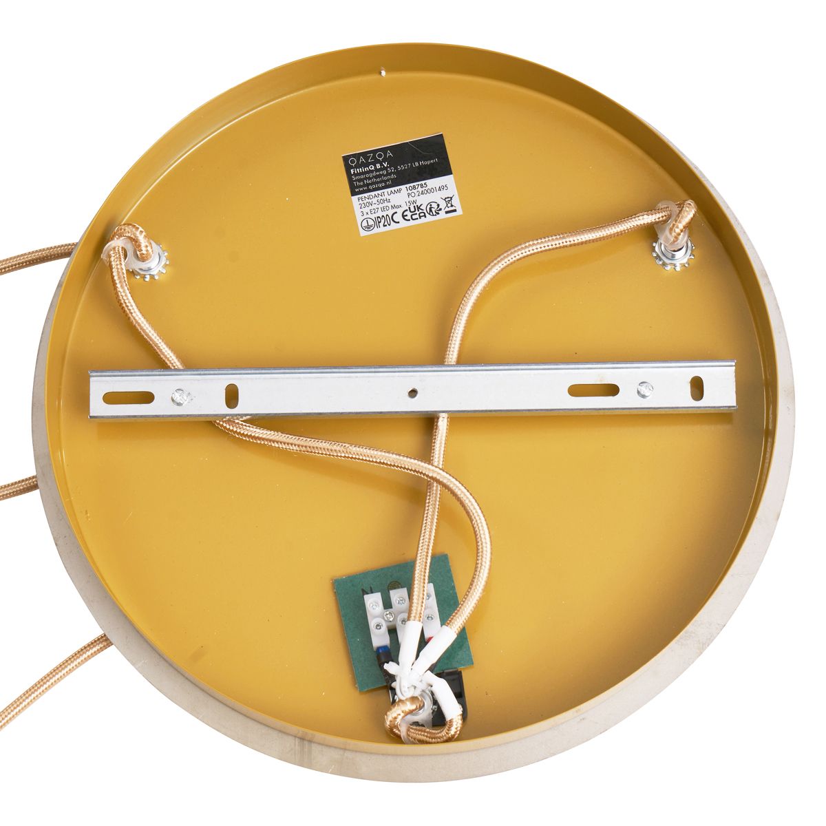 Art deco hanglamp messing met amber glas 3-lichts - Douglass